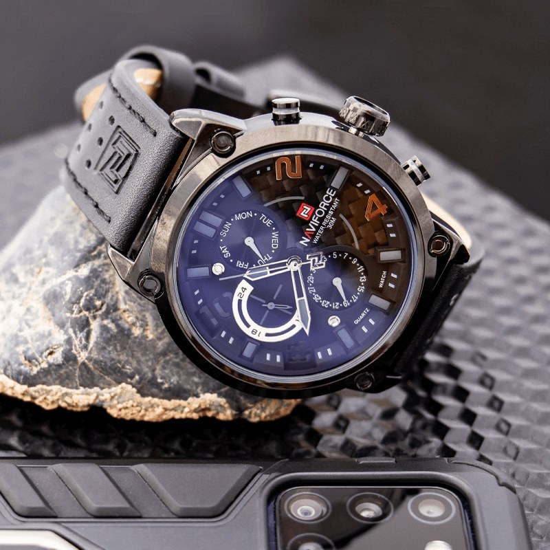 ساعت نیوی فورس مردانه مدل NF9068-B/Y/BN بند چرمی