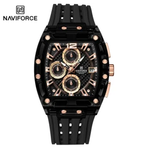 ساعت مچی مردانه نیوی فورس naviforce بند سیلیکونی مدل NF7105 مشکی
